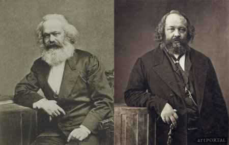 میخاییل باکونین (راست) و کارل مارکس (چپ) 